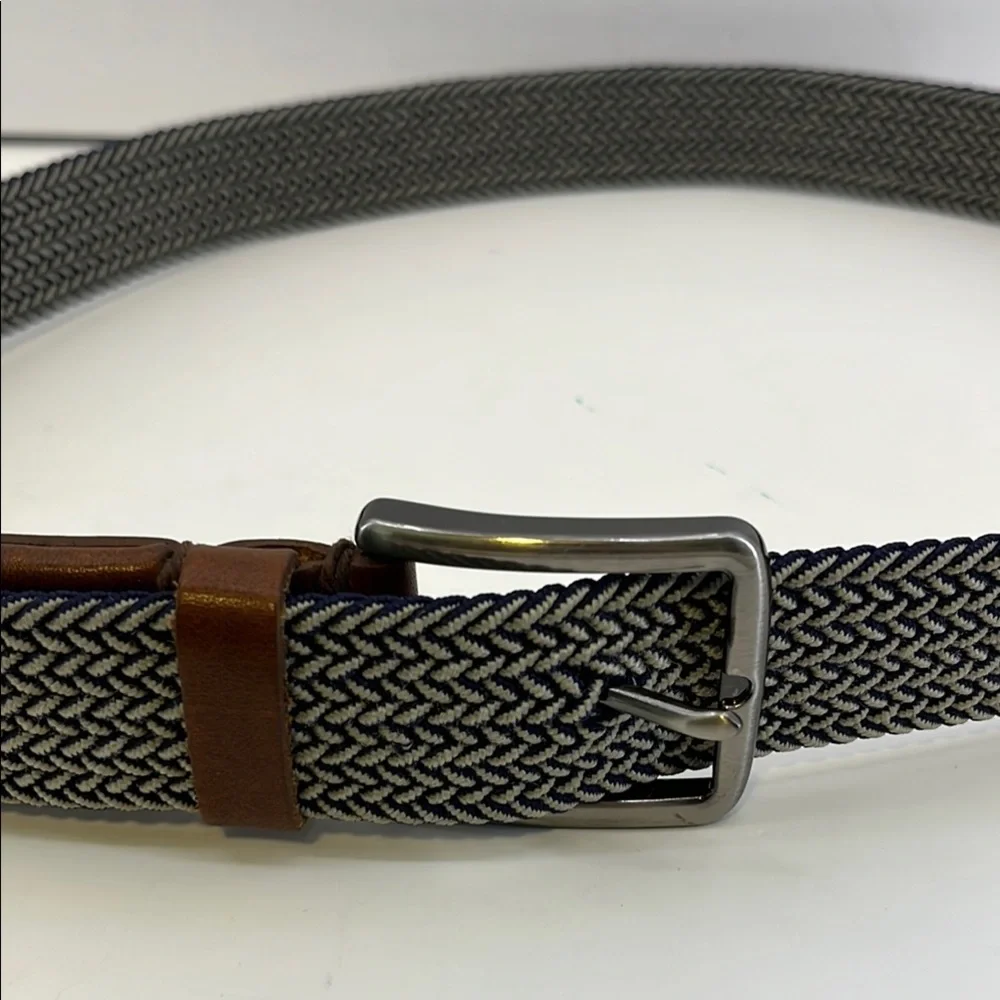 Tommy Bahama Stretch Braided Blue/Gray & Brown Leather Belt Men’s L/XL (38